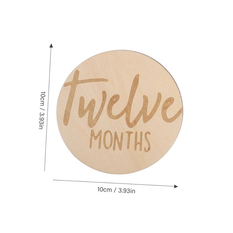 UPKOCH 6Pcs Double Sided Wooden Milestone Discs Monthly Baby Photo Props Growth Tracker - Image 2